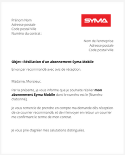 Résiliation d'un forfait Syma Mobile