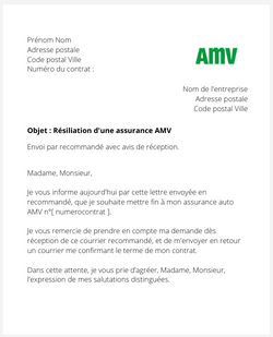 La résiliation d'un contrat AMV
