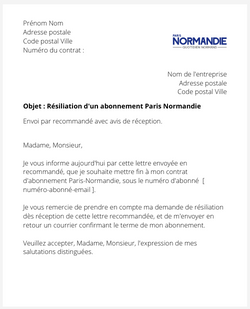 Résilier un abonnement Paris-Normandie