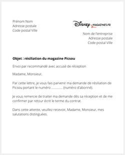 la lettre pour résilier picsou