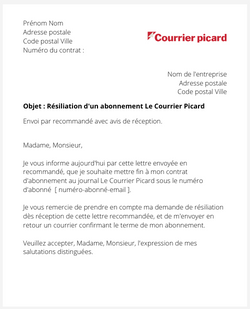 La résiliation d'un abonnement Le Courrier Picard