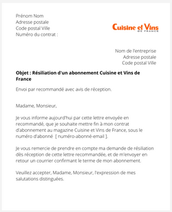 Se désabonner de Cuisine et Vins de France