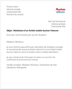 La résiliation d'un abonnement mobile Auchan Telecom
