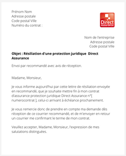 La résiliation d'une protection juridique Direct Assurance