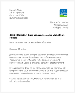 La résiliation d'une assurance scolaire Mutuelle de Poitiers Assurances
