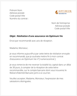 La résiliation d'une assurance vie Optimum