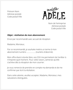 Lettre pour résilier Mortelle Adèle Le Mag'
