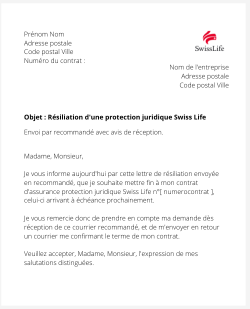 La résiliation d'une protection juridique Swiss Life