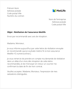 La résiliation d'un contrat Metlife