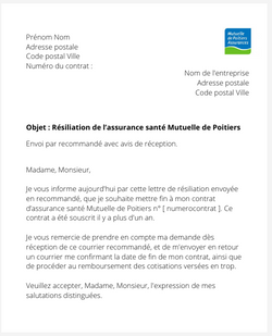 La résiliation d'un contrat santé Mutuelle de Poitiers