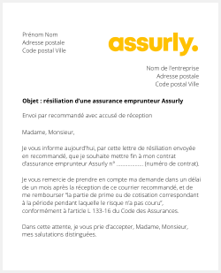 la lettre pour resilier une assurance emprunteur assurly