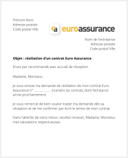 Résiliation d'un contrat Euro-Assurance