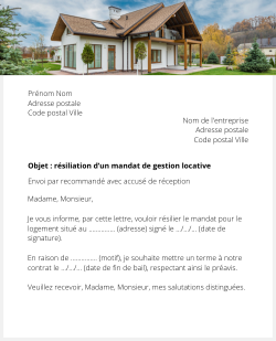 la lettre pour resilier un mandat de gestion locative