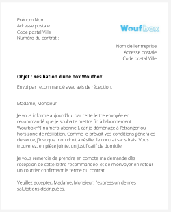 La résiliation d'une Woufbox