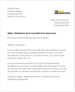 La résiliation d'un contrat santé Euro Assurance