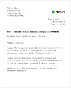 La résiliation d'une assurance de prêt Metlife