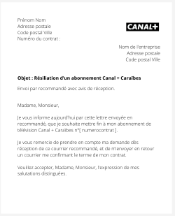 La résiliation d'un abonnement Canal + Caraïbes