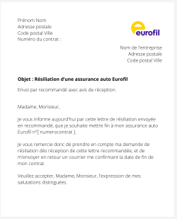 La résiliation d'un contrat auto Eurofil