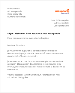 La résiliation d'un contrat auto Assurpeople