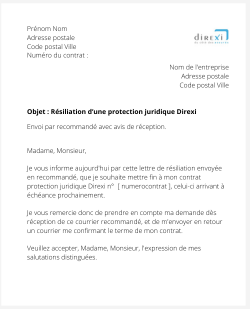 La résiliation d'une protection juridique Direxi