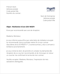 La résiliation d'une GAV MGEFI