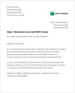 La résiliation d'une GAV BNP Paribas