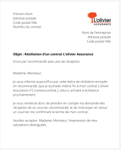 la lettre pour resilier une assurance lolivier