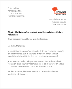 la lettre pour resilier une assurance mobilites urbaines lolivier