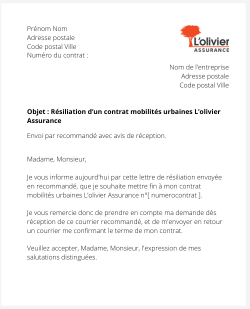 La résiliation d'une assurance mobilités urbaines L'olivier