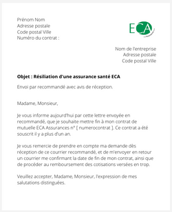 Résiliation d'une assurance santé ECA