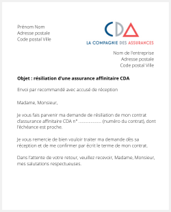 Résiliation d'une assurance CDA