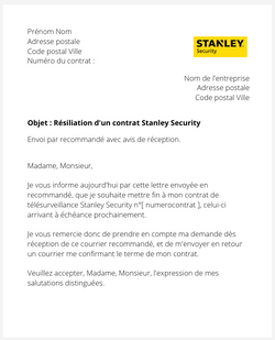 Résiliation d'un contrat Stanley Security