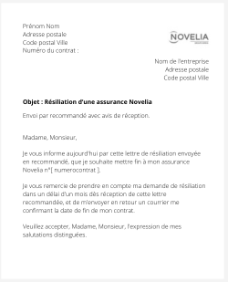 La résiliation d'un contrat Novelia
