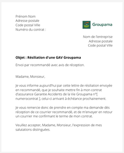 Résiliation d'une GAV Groupama