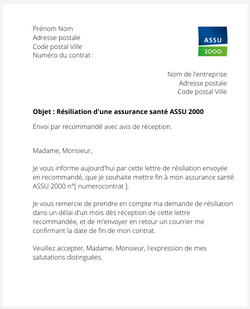Résiliation d'une assurance santé ASSU 2000