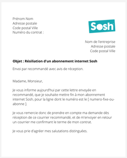 Résiliation d'un abonnement internet Sosh