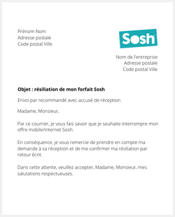 Lettre pour résilier Sosh sans frais