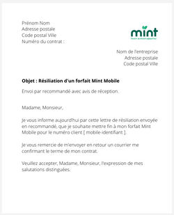 Résiliation d'une offre Mint Mobile