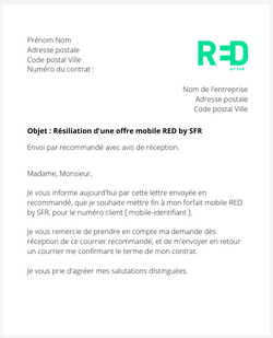 Résiliation d'un forfait mobile RED by SFR