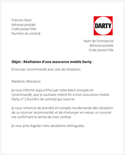 Résiliation d'une assurance mobile Darty