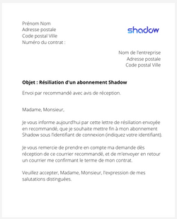 Résiliation d'un abonnement Shadow