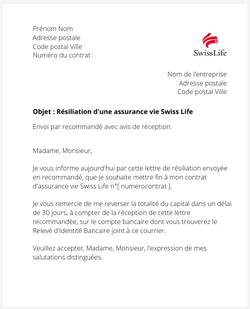 Résiliation d'une assurance vie Swiss Life