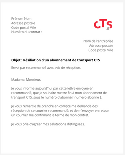 Résiliation d'un abonnement CTS Strasbourg