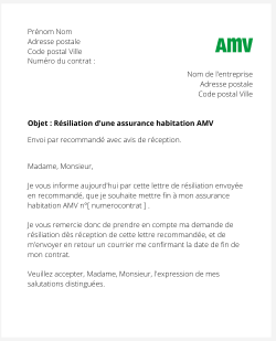 La résiliation d'un contrat habitation AMV