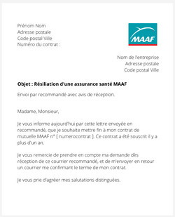 Résiliation d'une assurance santé MAAF