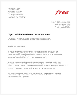 Résiliation d'un abonnement Free