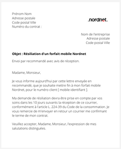 Résiliation d'un forfait mobile Nordnet