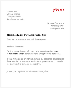 Résiliation d'un forfait mobile Free
