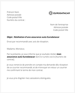 Résiliation d'un contrat Eurodatacar
