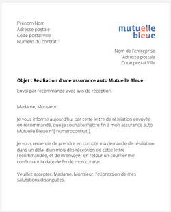 La rupture d'un contrat auto Mutuelle Bleue